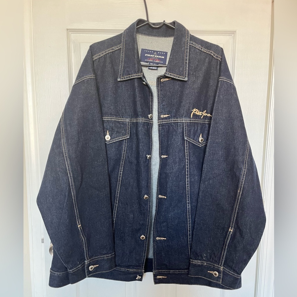Vintage Phat Farm Blue Denim Button Up Jacket XXL